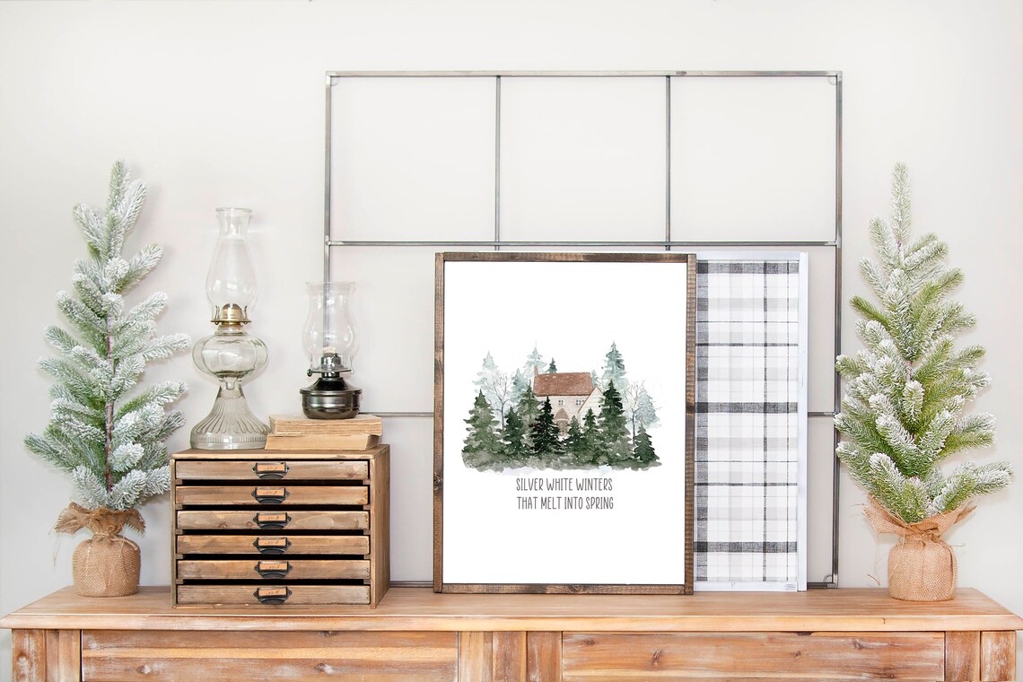 Silver White Winters That Melt Into Spring Quote Art Print - Image 3