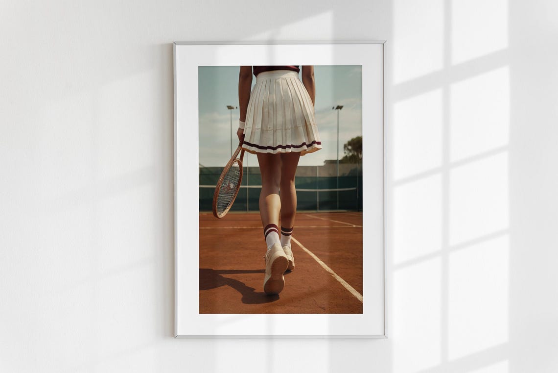 Tennis Girl Wall Art Trendy Art Prints Tennis Poster Retro Wall Art Tennis Court Print Sports Prints Girly Wall Art Print - Image 6