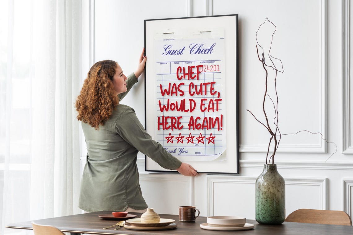 Guest Check Print Trendy Art Prints Chef Was Cute Would Eat Here Again Kitchen Wall Art Receipt Art Print Kitchen Art Print - Image 4