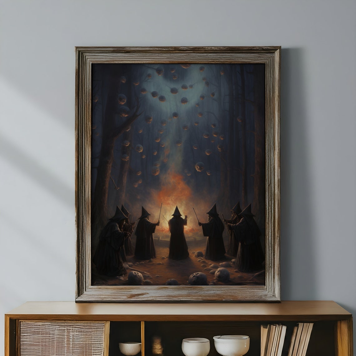 Witches Coven Bonfire Dark Forest Spooky Night Gathering Poster - Image 2