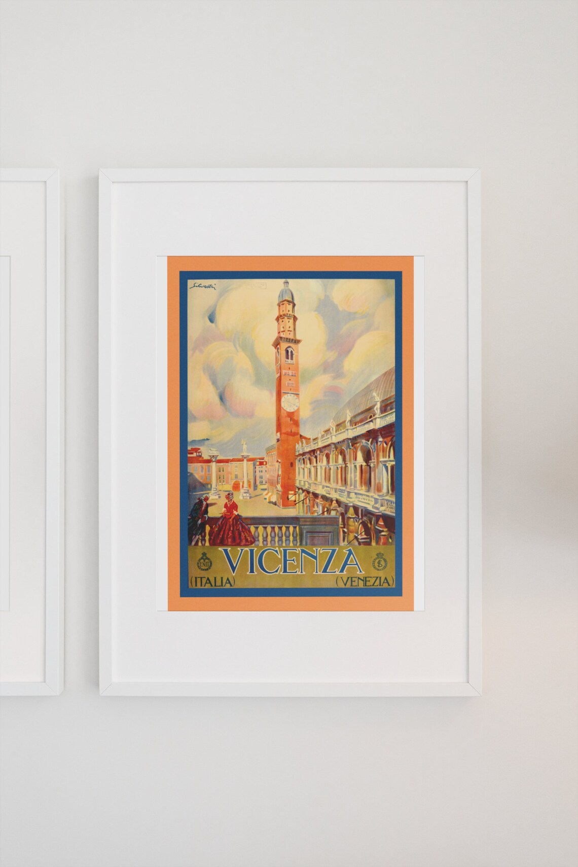 Vicenza Italia Venezia Basilica Palladiana 1940s Italian Travel Poster - Image 3
