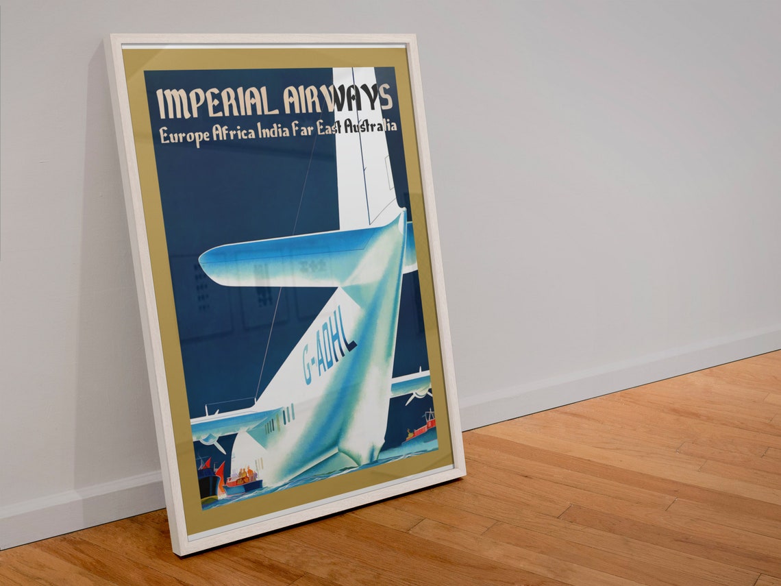 Imperial Airways Flying Boat G-ADHL Art Deco Classic Airline Poster - Image 4