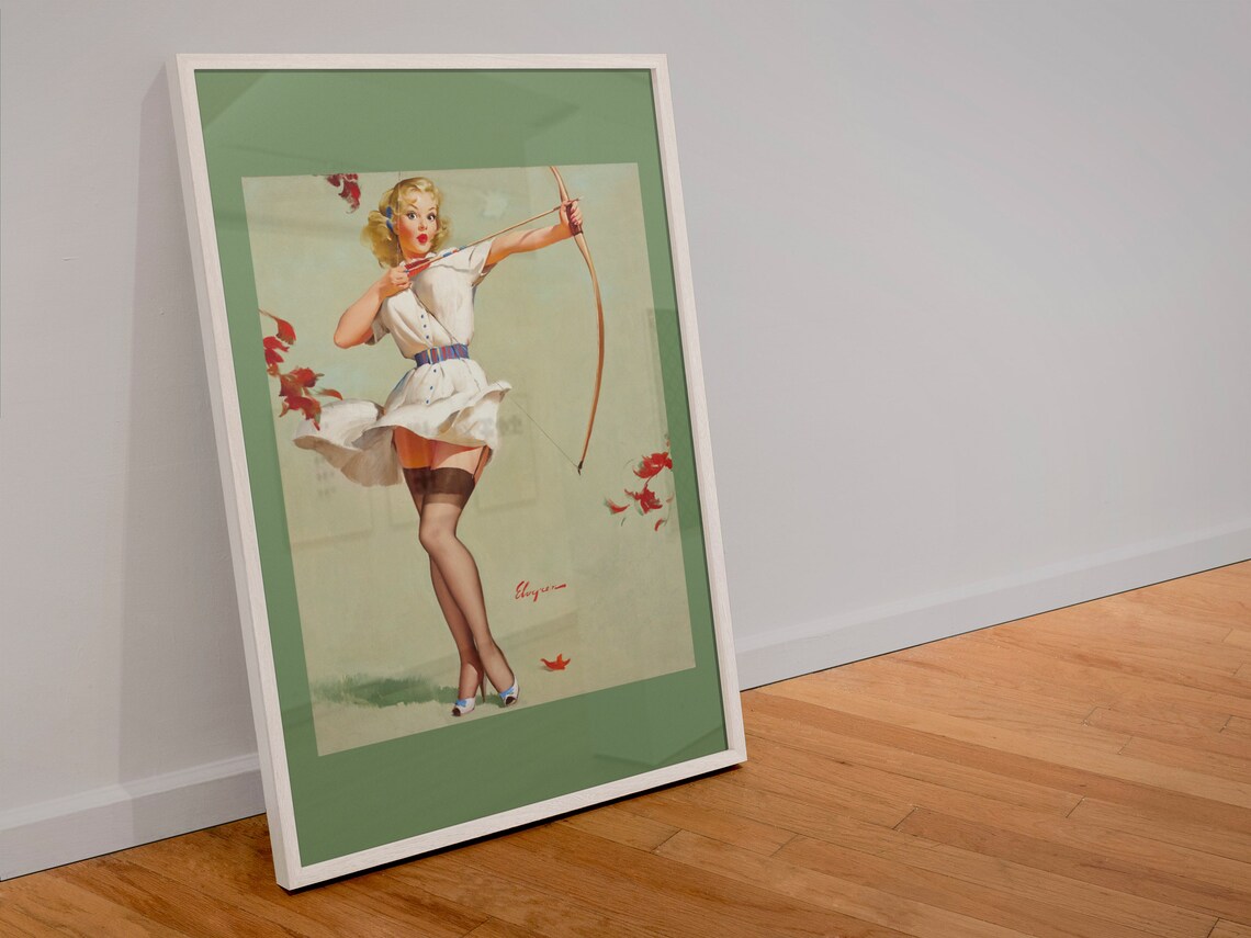 Gil Elvgren Aiming High Archery Bow Girl 1950s Pinup Art Poster - Image 4