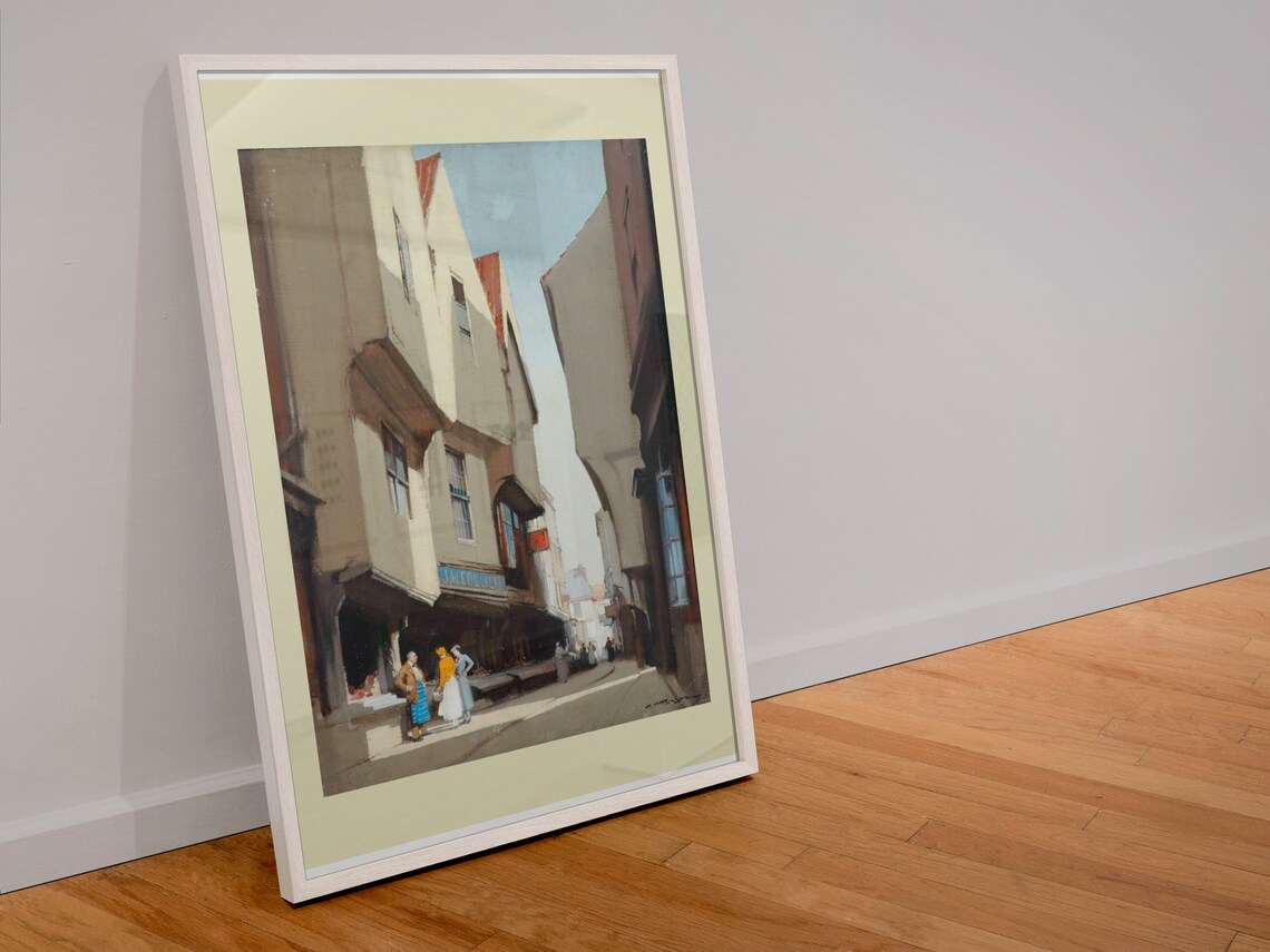 York Shambles Sunlit Medieval Street Shops Vintage Art Poster - Image 4