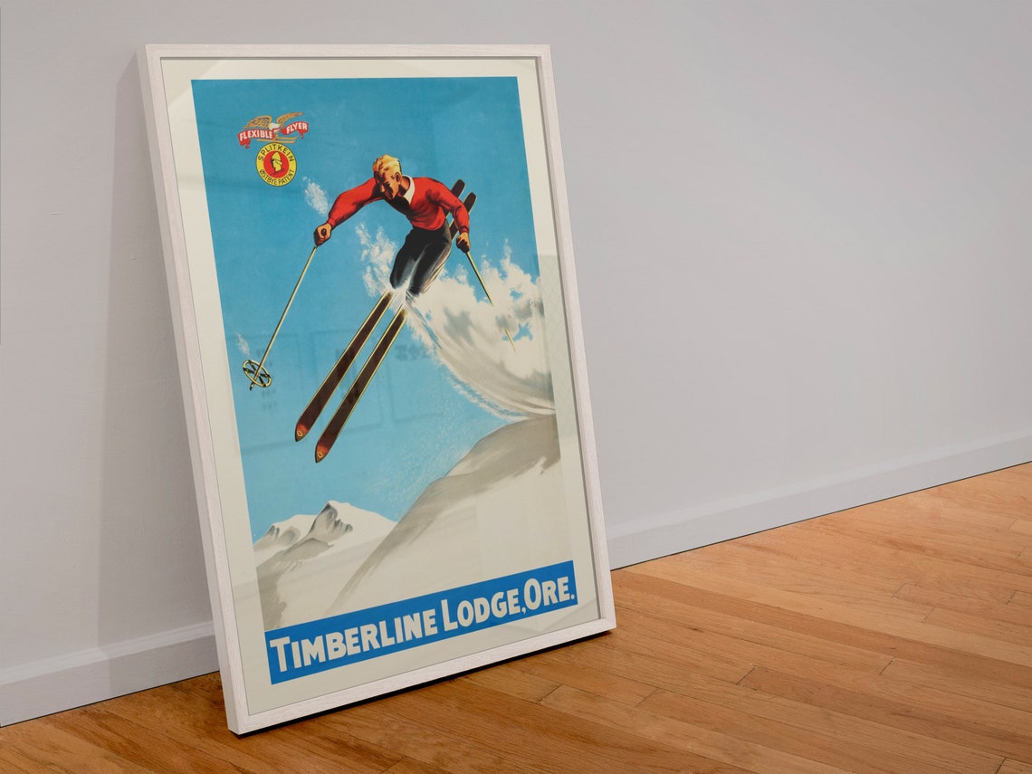 Timberline Lodge Oregon Flexible Flyer Ski Jump Vintage Poster - Image 4