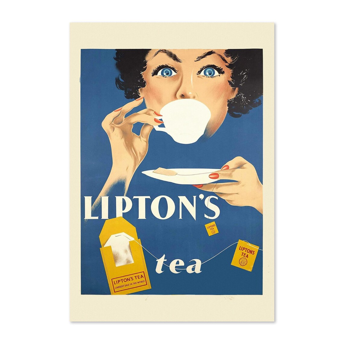 Liptons Tea Vintage Style 1950 Advertising Poster