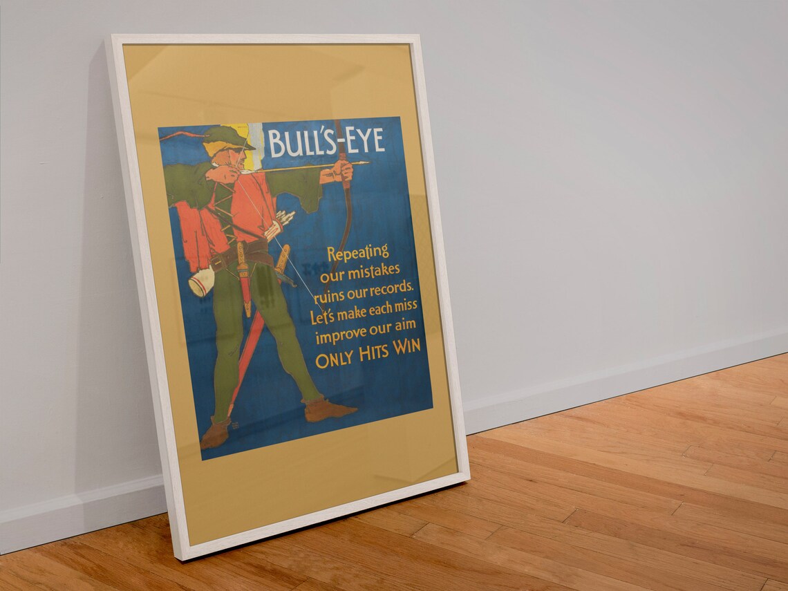 Bulls Eye Robin Hood Archer 1920s Motivational Vintage Poster - Image 4