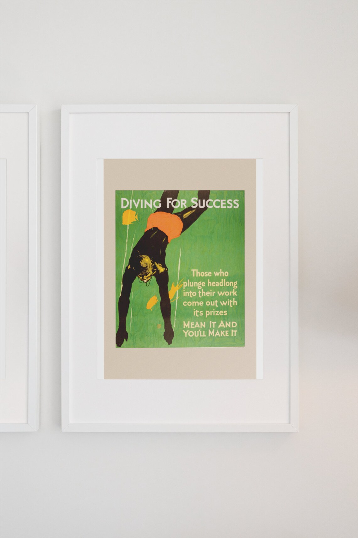 Diving For Success Swimmer Vintage Motivational Business Poster - Image 3