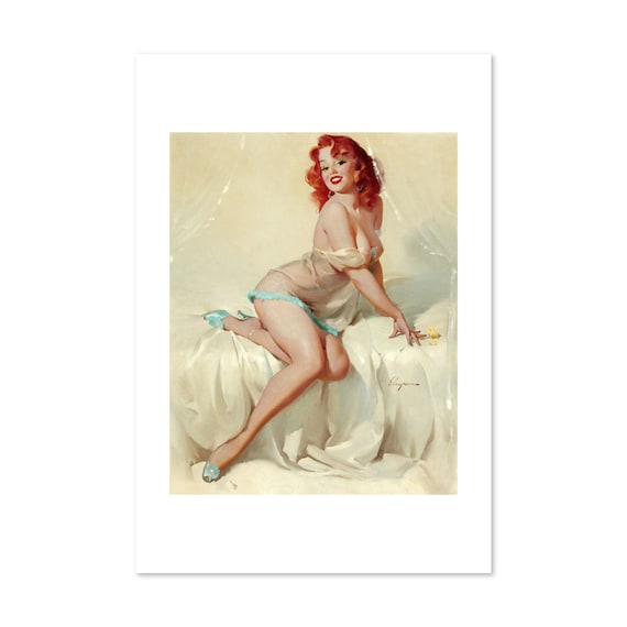 Gil Elvgren Bedside Manner Redhead Bed Sheet Pin Up Girl Poster