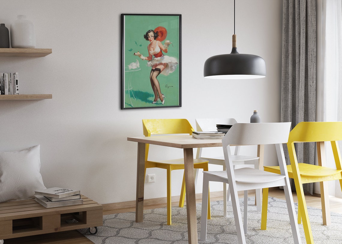 Gil Elvgren Fresh Breeze Windy Day Waitress Retro Pinup Poster - Image 2