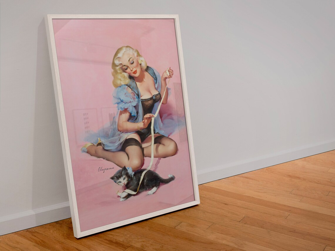 Purrrty Pair Vintage Style Pin Up Girl Art Print - Image 4