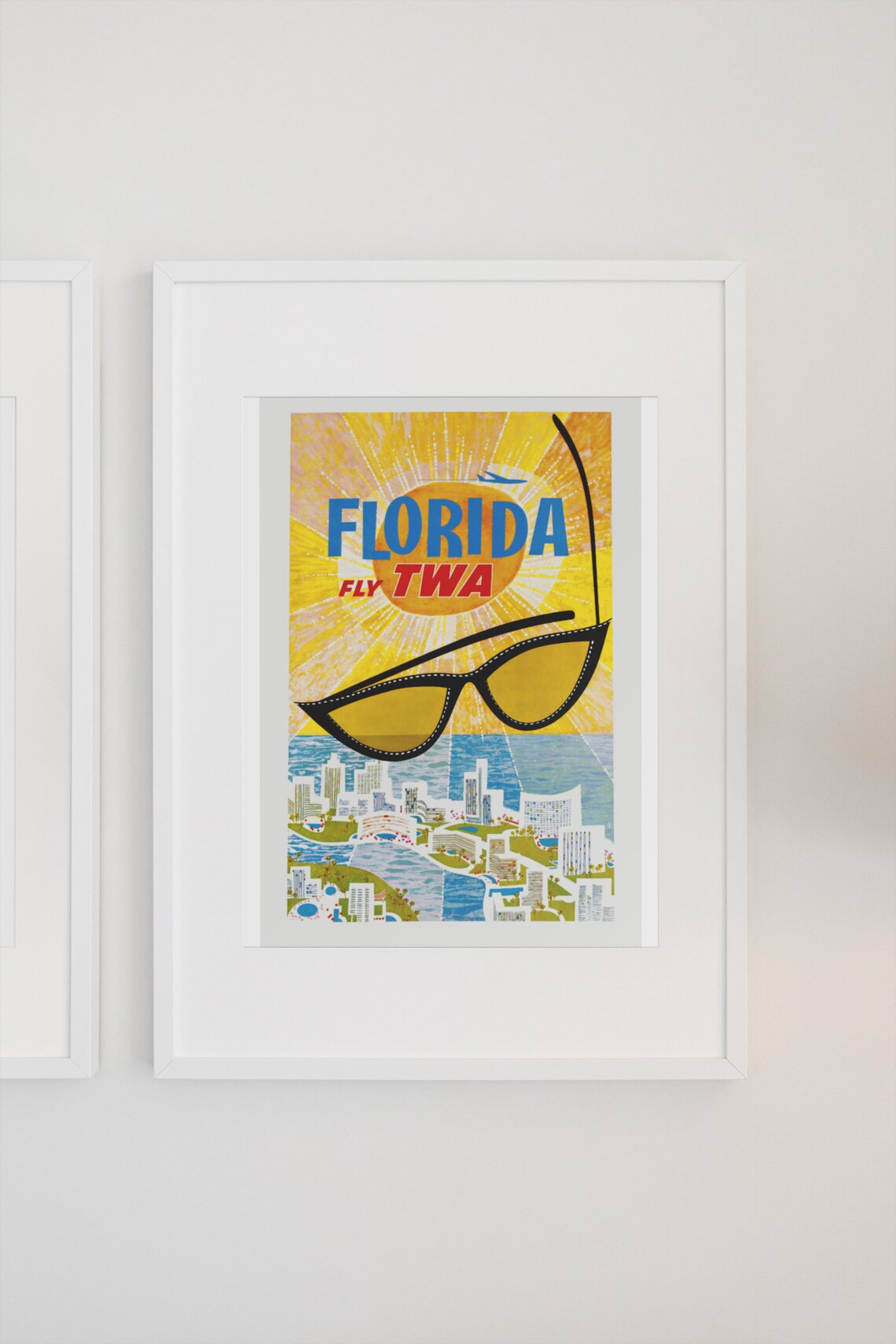 Florida Fly TWA Sunglasses Sun Vintage Airline Travel Poster - Image 3