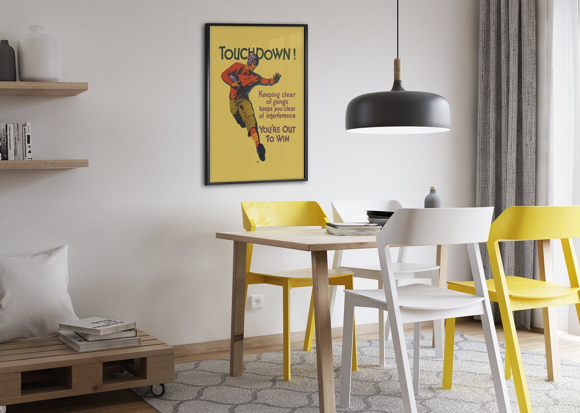 Touchdown Football Player 1920s You Are Out to Win Motivational Poster - Image 2