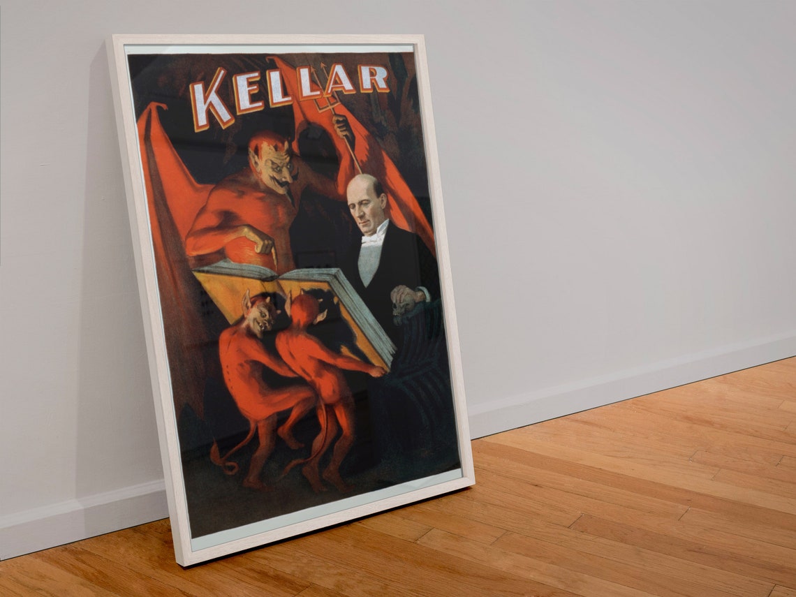 Harry Kellar Reads With the Devil 1894 Classic Stage Magic Poster - Image 4