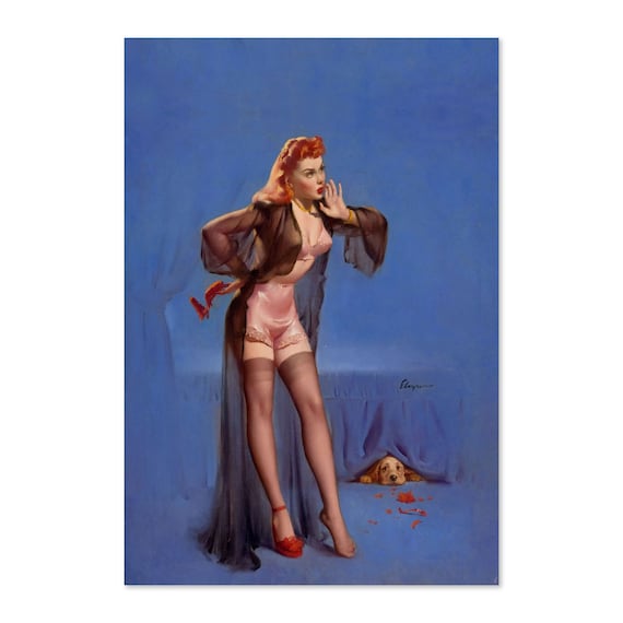 Gil Elvgren Doggone Vintage Cocker Spaniel Pin Up Girl Poster