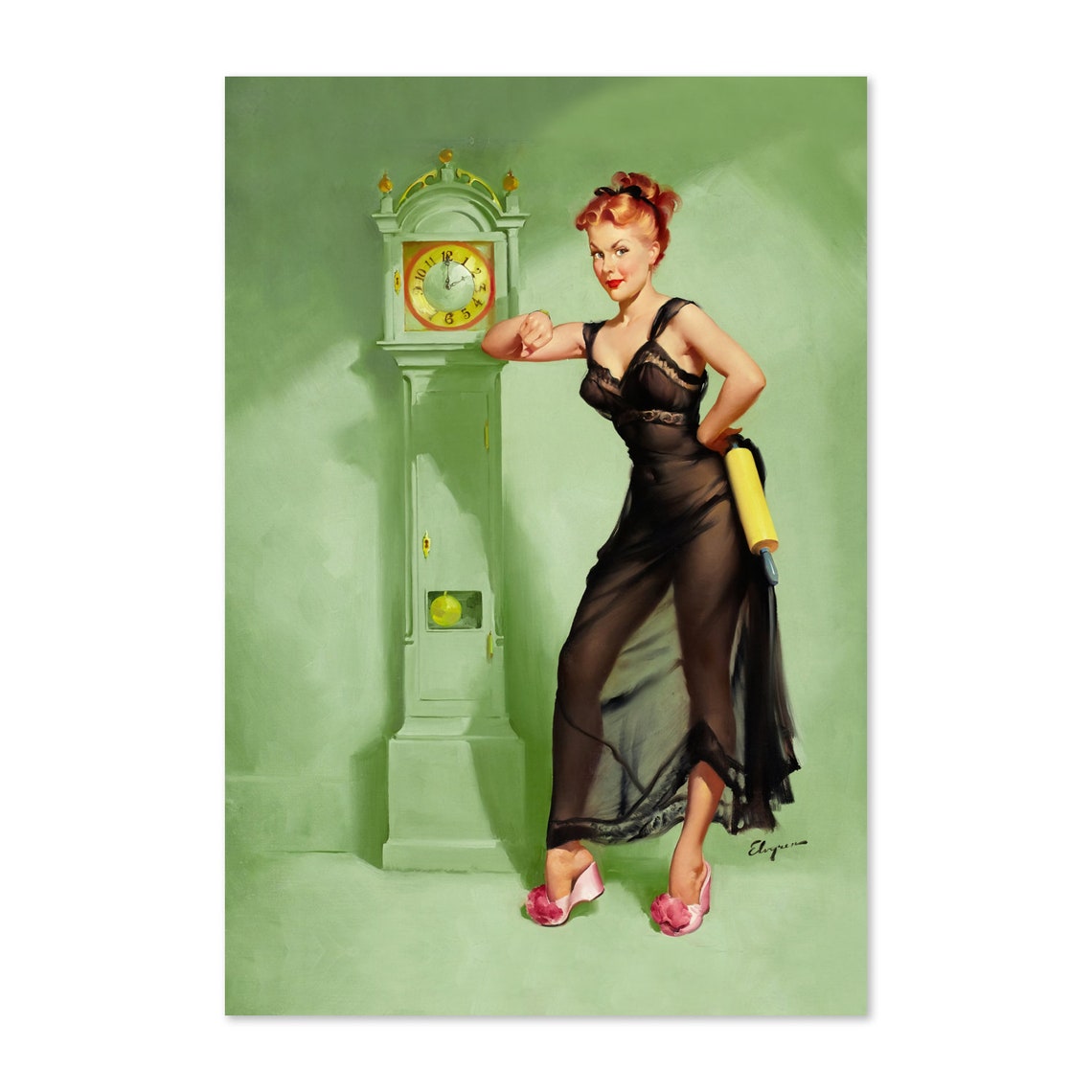 Gil Elvgren Honeymoons Over Clock Vintage Pinup Retro Art Poster