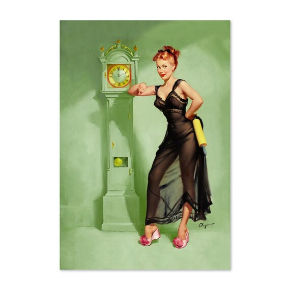 Gil Elvgren Honeymoons Over Clock Vintage Pinup Retro Art Poster