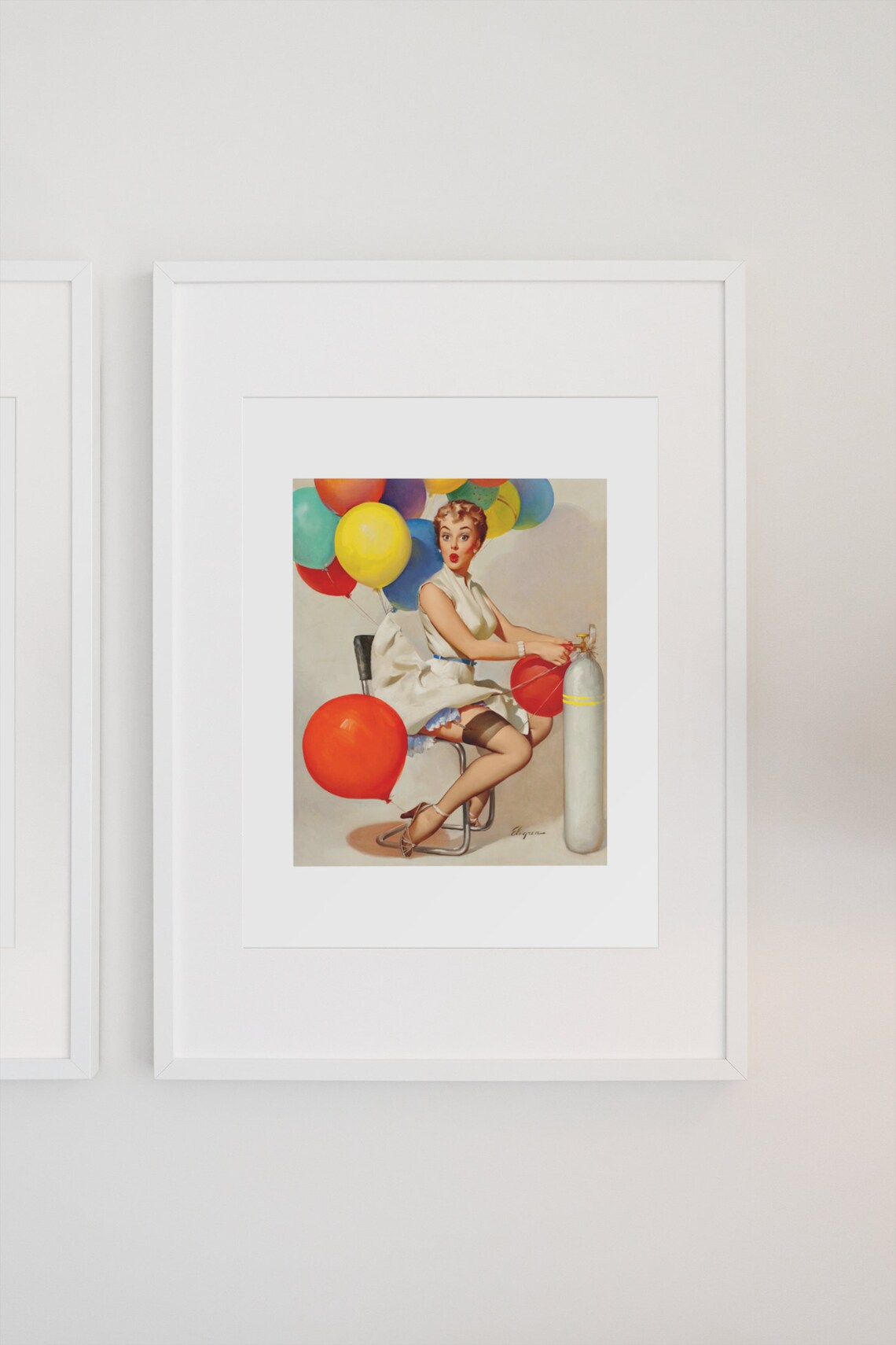 Gil Elvgren Taking Off Helium Balloon Inflation Pin Up Girl Poster - Image 3