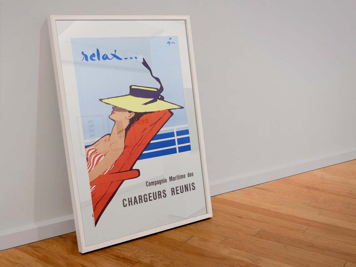 Chargeurs Reunis Relax Vintage French Maritime Cruise Poster - Image 4