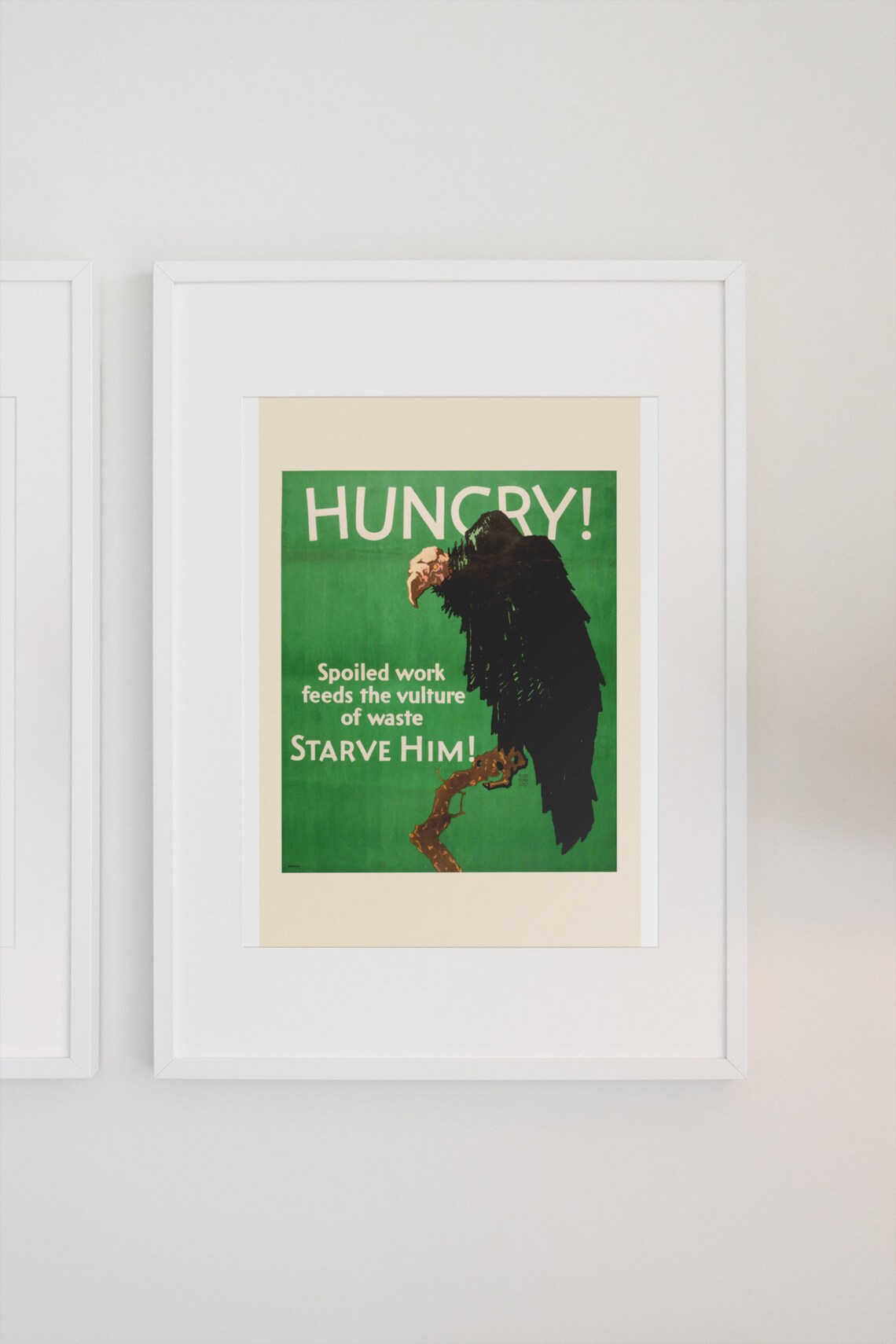 Hungry Vulture Starve Him Anti-Waste Vintage Motivational Poster - Image 3