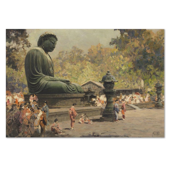 Japan Vintage Art The Great Buddha Daibutsu In Kamakura Japan Ca 1928
