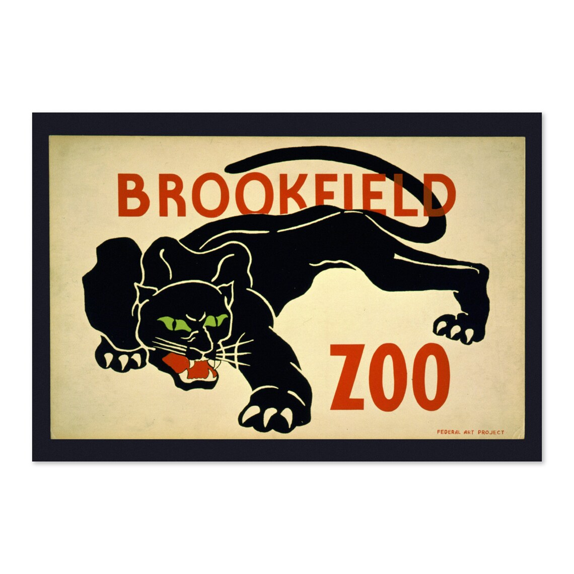 Brookfield Zoo Black Panther Federal Art Project 1930s WPA Poster