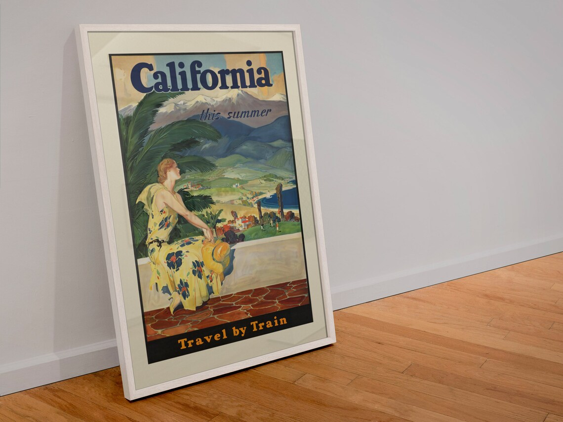 California This Summer Travel by Train Vintage Railroad Poster - Image 4