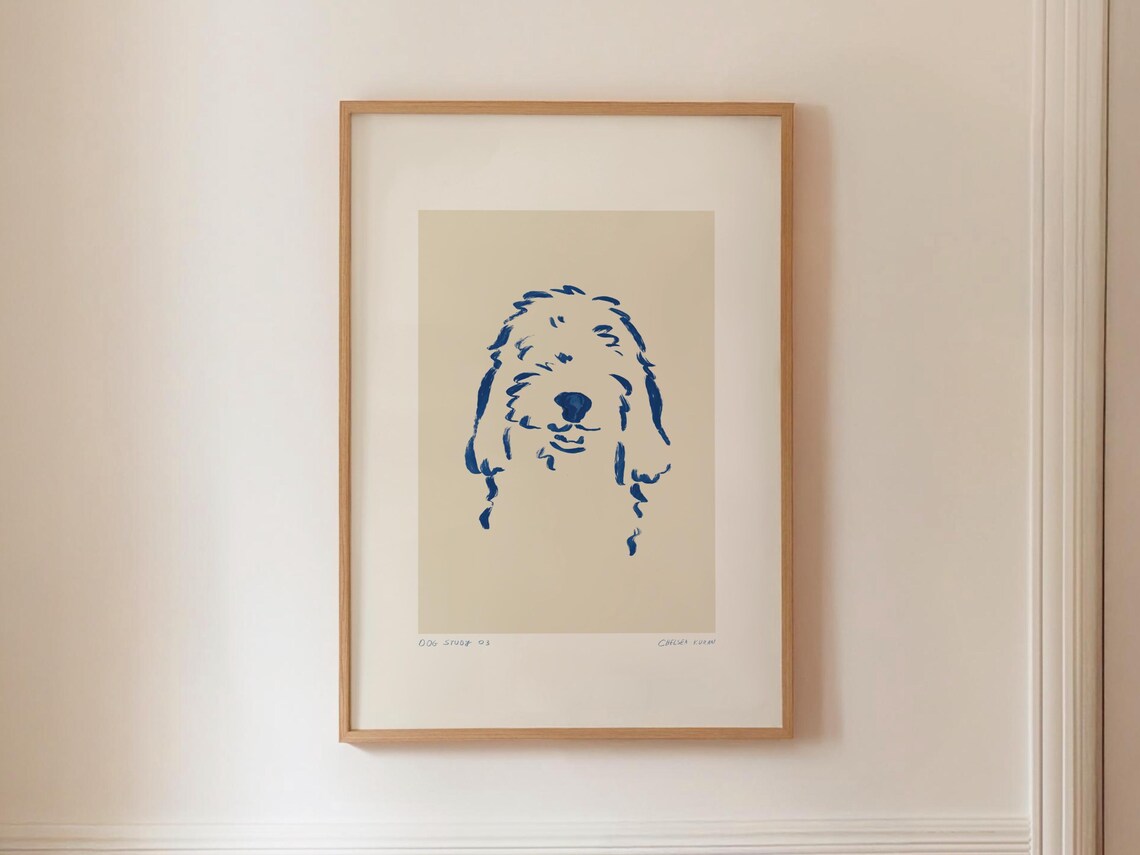 Abstract Dog Artwork, Scandinavian Line Art Print