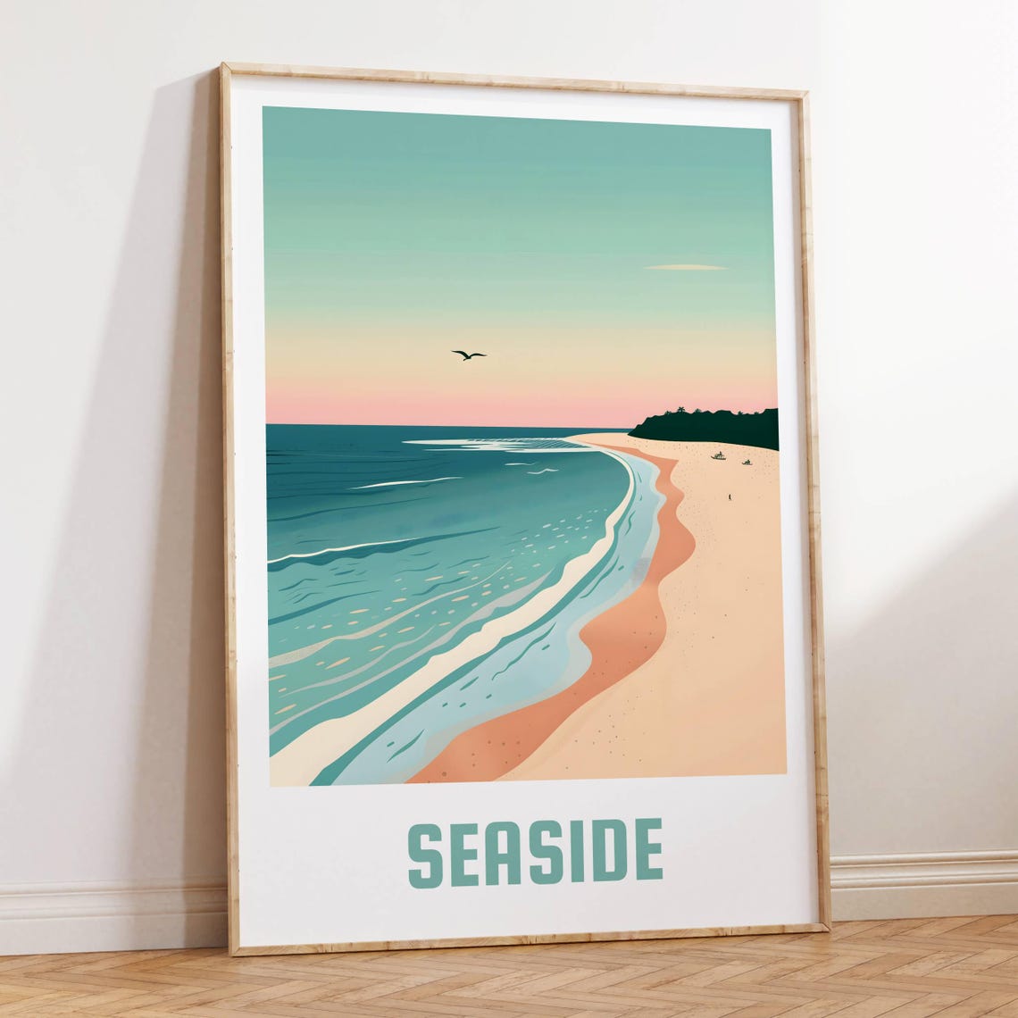Seaside Sunset Beach Waves Retro Coastal Holiday Travel Poster - Image 4