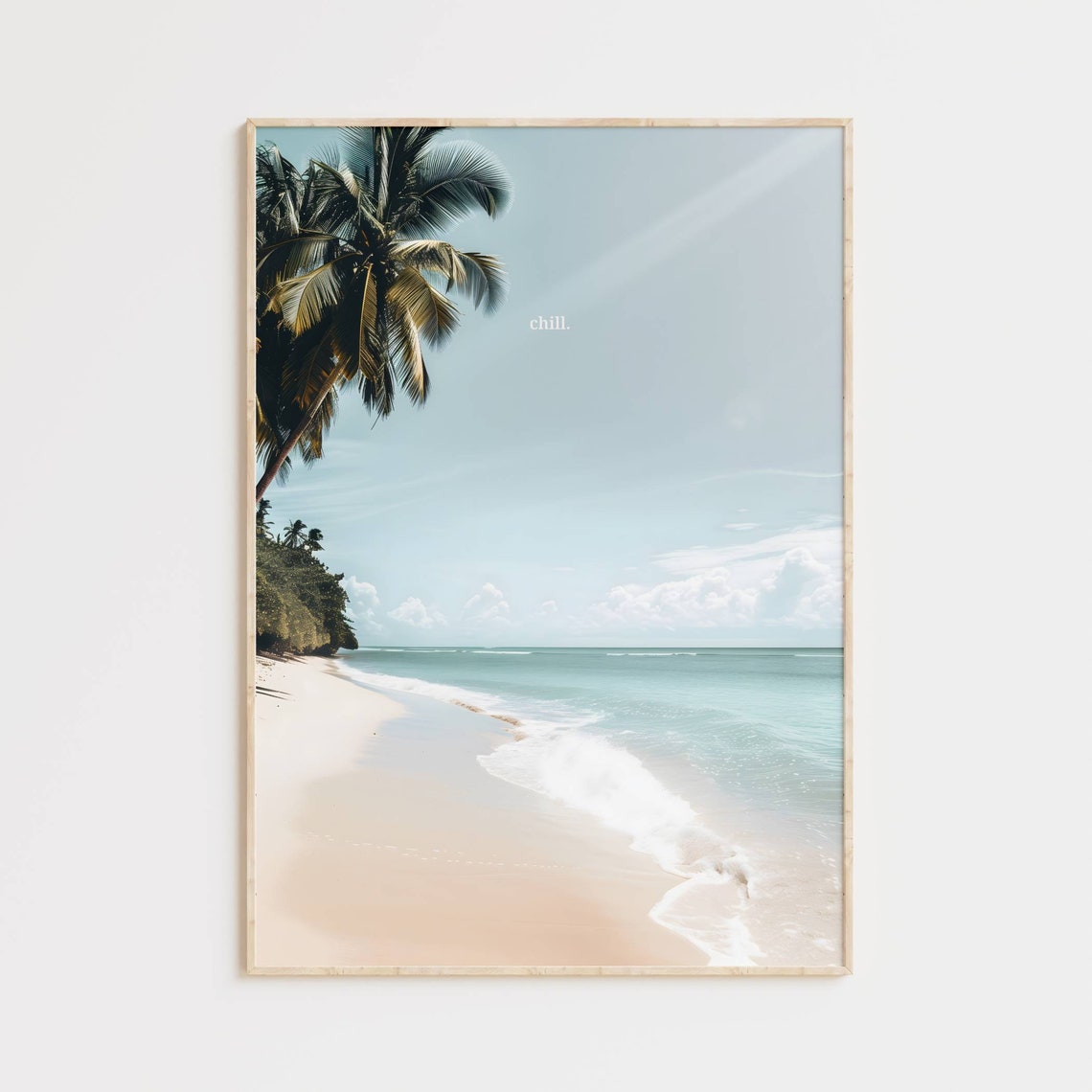 Tropical Beach Palm Trees Chill Quote Minimalist Photo Poster