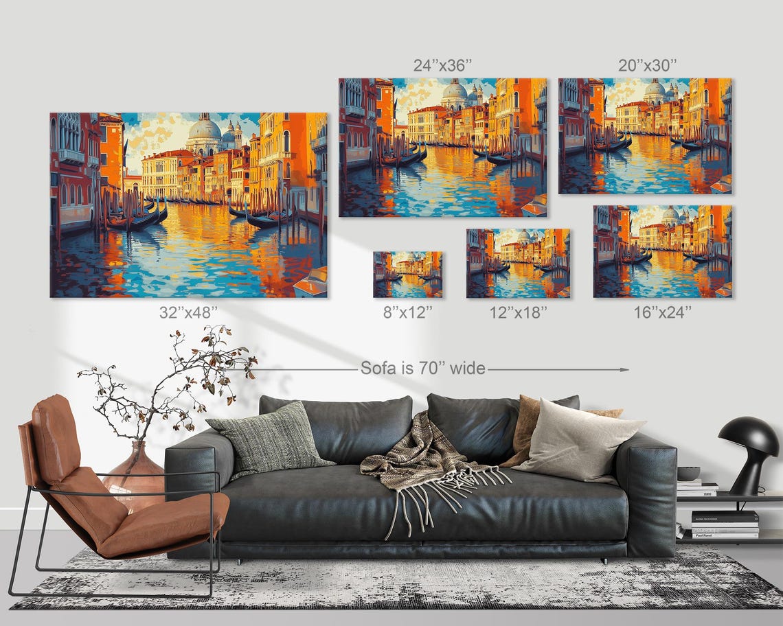 Venice Grand Canal Gondolas Bold And Colorful Cityscape Poster - Image 3