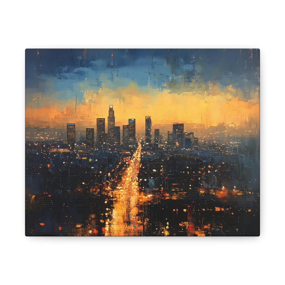 City Lights of Downtown Los Angeles Glowing Against a Dusk Sky Poster - Image 3