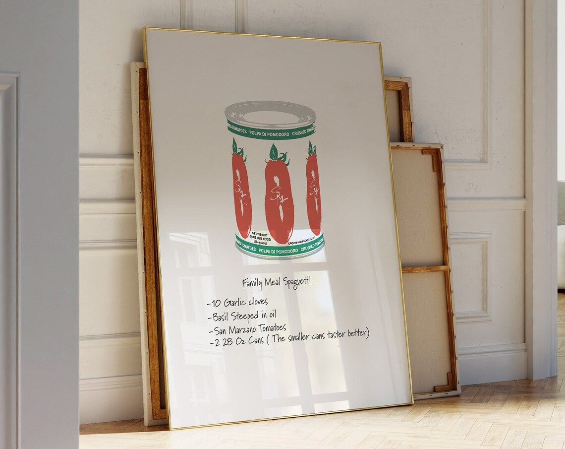 Family Meal Spaghetti San Marzano Tomato Can Italian Recipe Poster