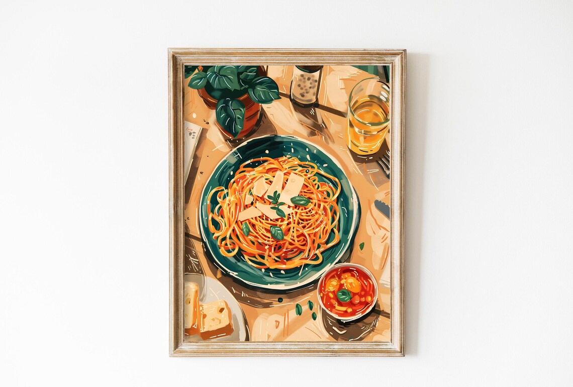 Pasta Food Poster, Italy Cuisine Wall Art Print
