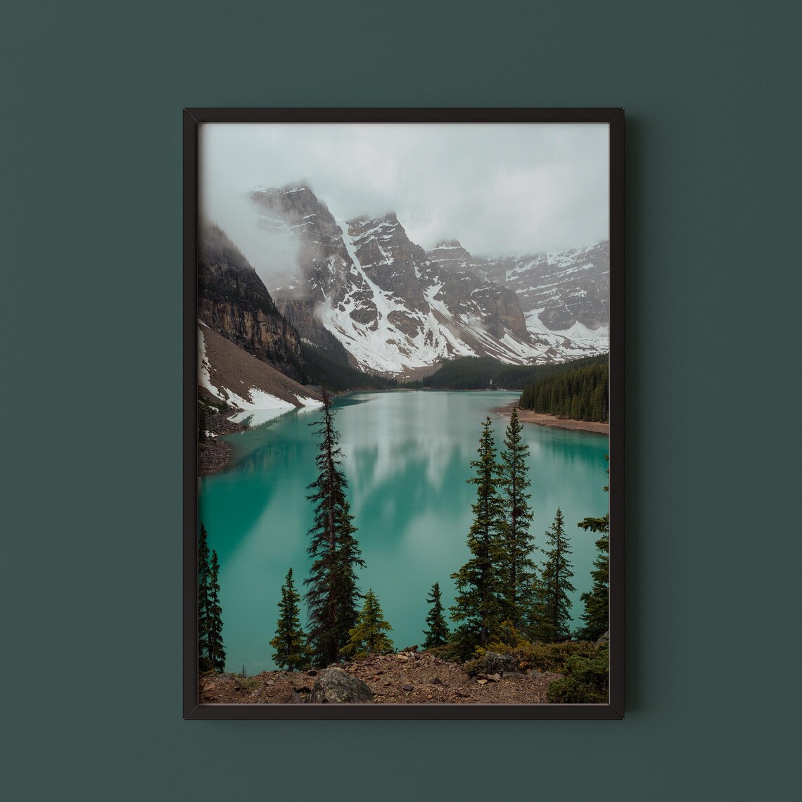 Moraine Lake Turquoise Water Canadian Rockies Mountain Photo Poster