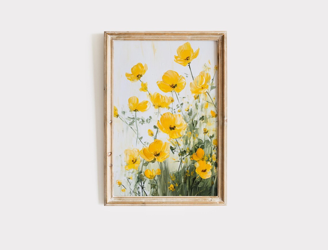 Yellow Flowers Vintage Floral Art Print, Spring Decor - Image 2