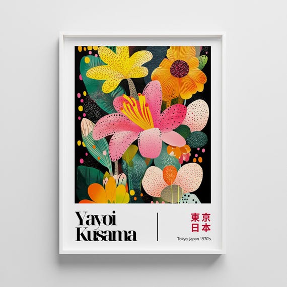 Yayoi Kusama Botanical Print Colorful Japanese Modern Art