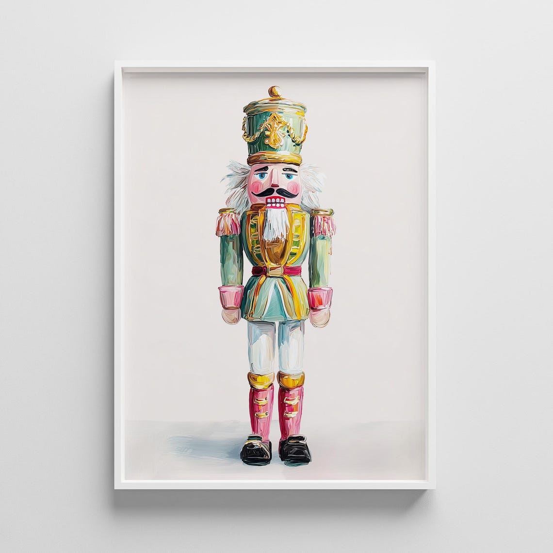 Pastel Christmas Nutcracker Toy Soldier Holiday Painting Poster