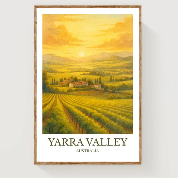Yarra Valley Watercolor Design Poster Australia Print Wall Art