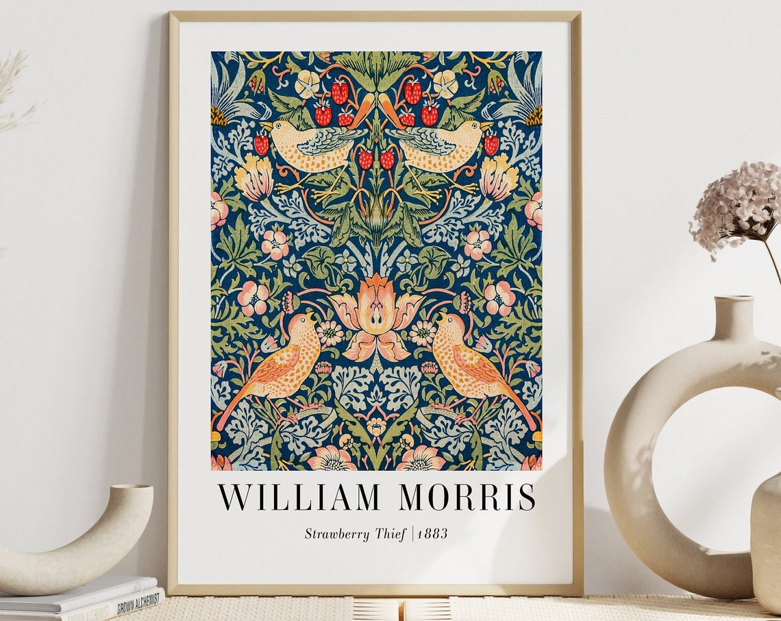 William Morris Strawberry Thief 1883 Birds Floral Pattern Art Poster