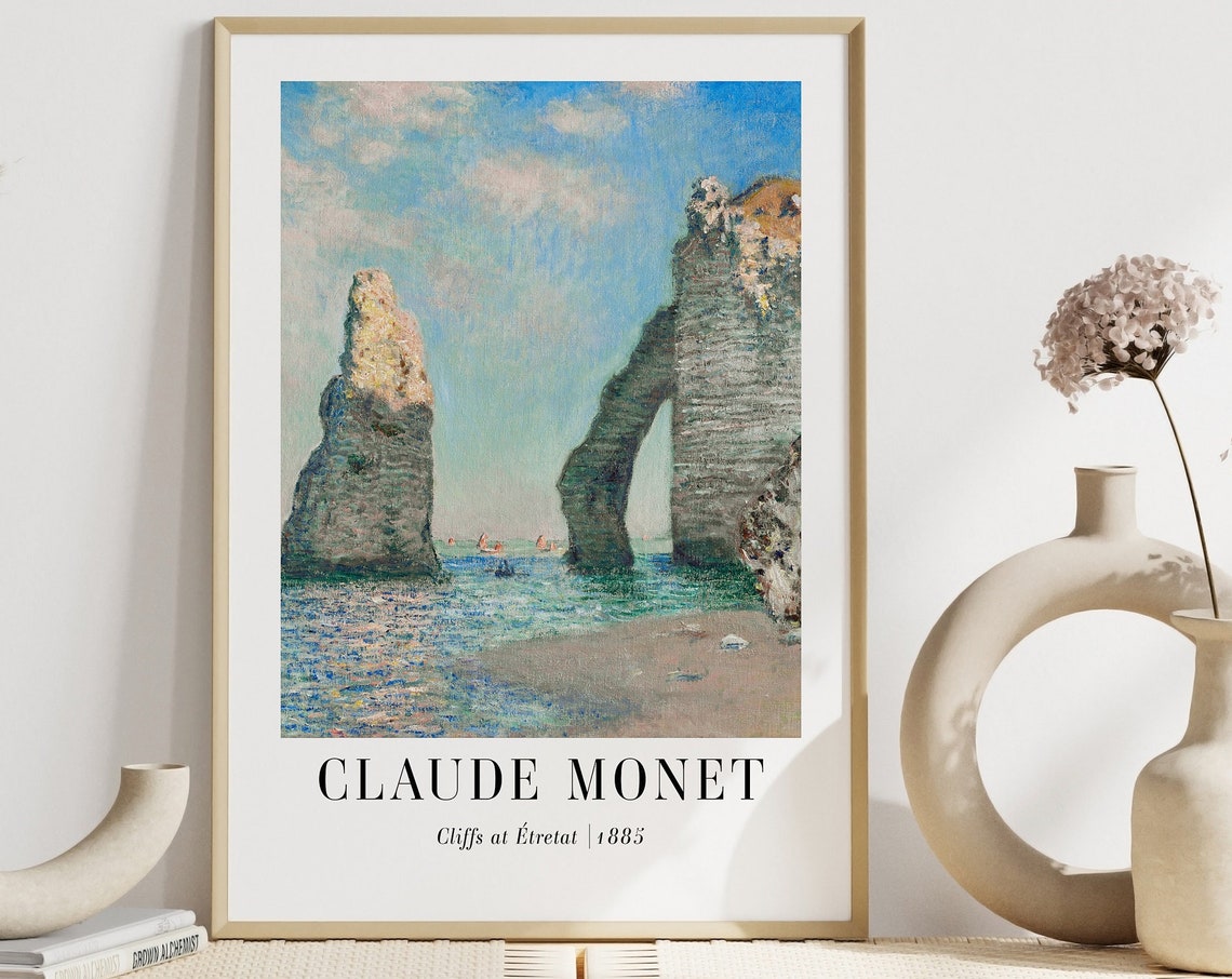 Claude Monet Cliffs at Etretat 1885 Sea Arch Normandy Poster