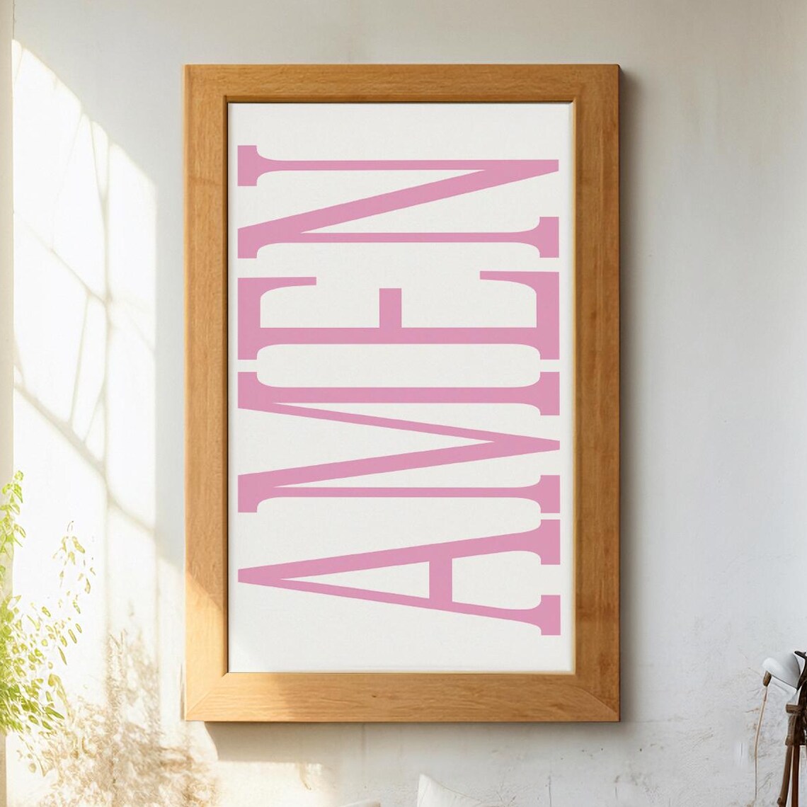 Amen Pink Serif Typography Modern Christian Faith Art Poster - Image 7