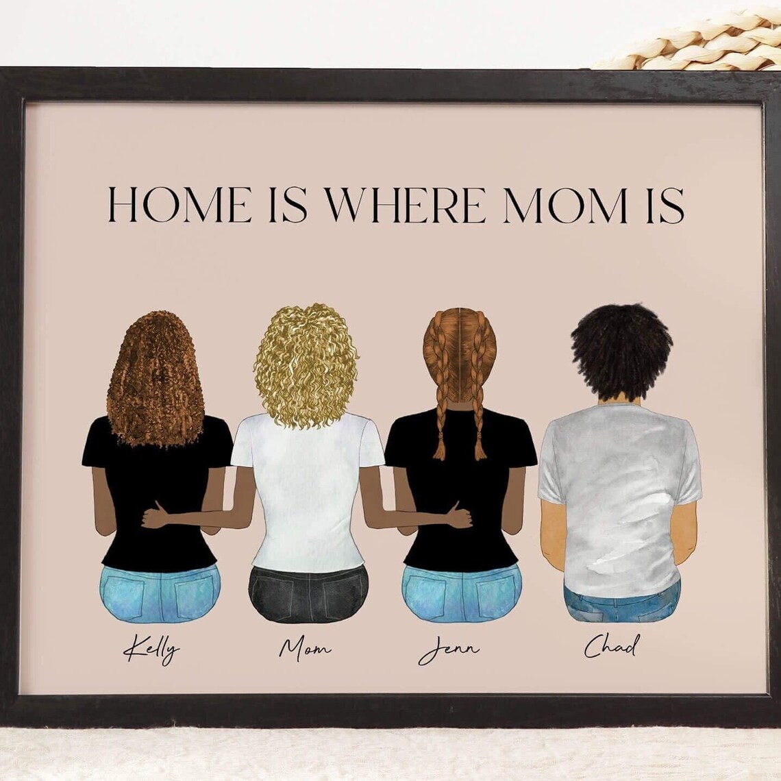 Home Is Where Mom Is Mother With Her Three Kids Tribute Poster