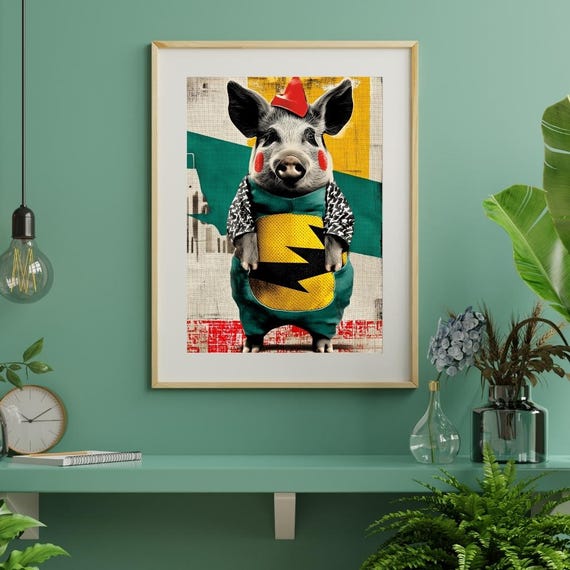 Pigachu Highresolution Artwork Potbelly Pig Collectible Cute For Wall Unique Vintage