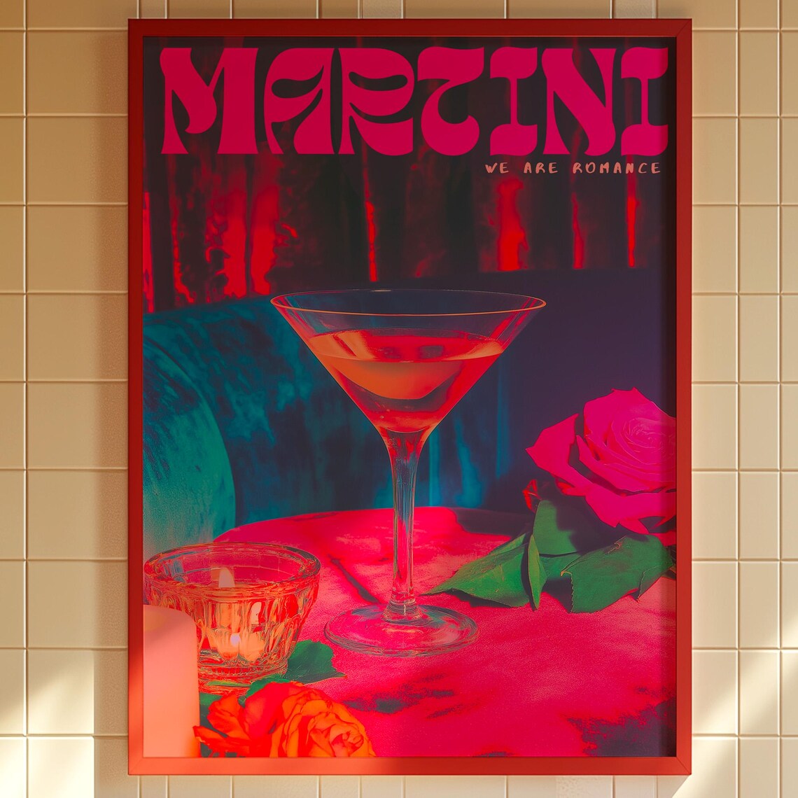 Pink Martini WE ARE ROMANCE Glamorous Cocktail Bar Poster Art
