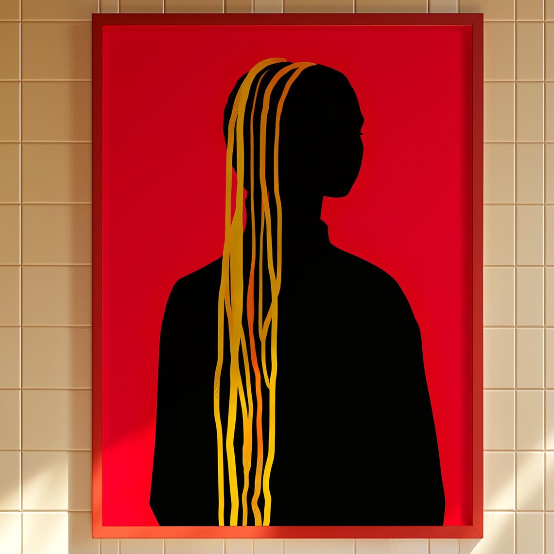 Red Woman Silhouette Art Print Modern Pop
