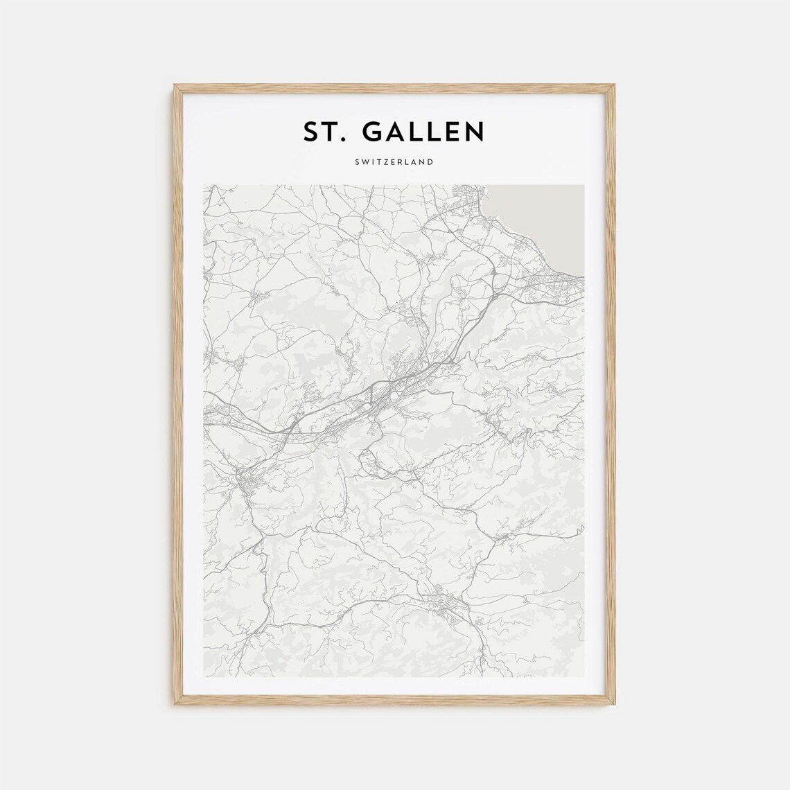 St. Gallen Switzerland Minimalist City Map Line Art Home Decor Poster