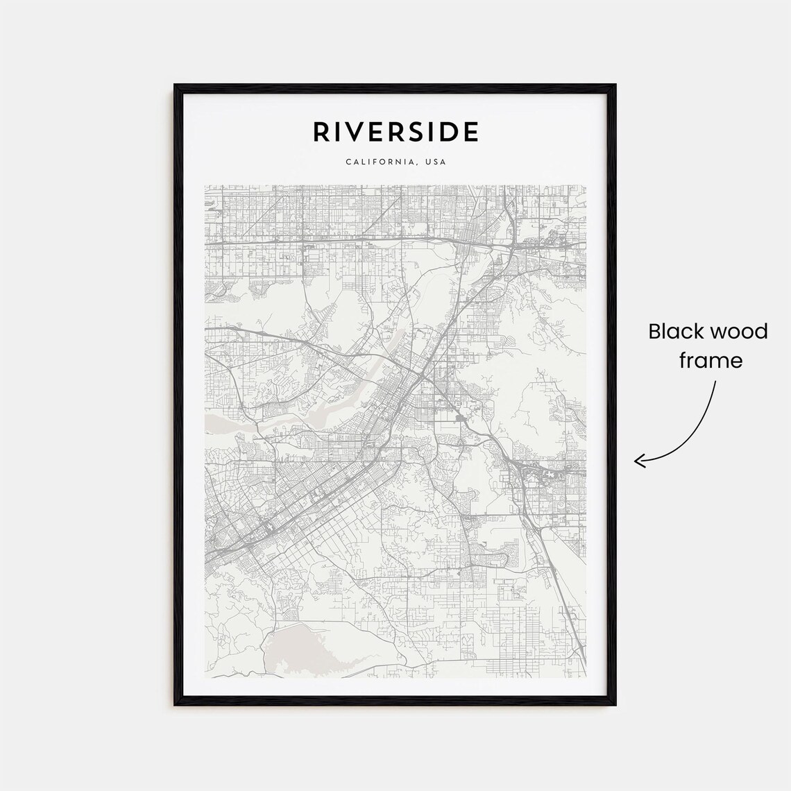 Riverside California Detailed Minimalist Street Map City Poster - Image 3
