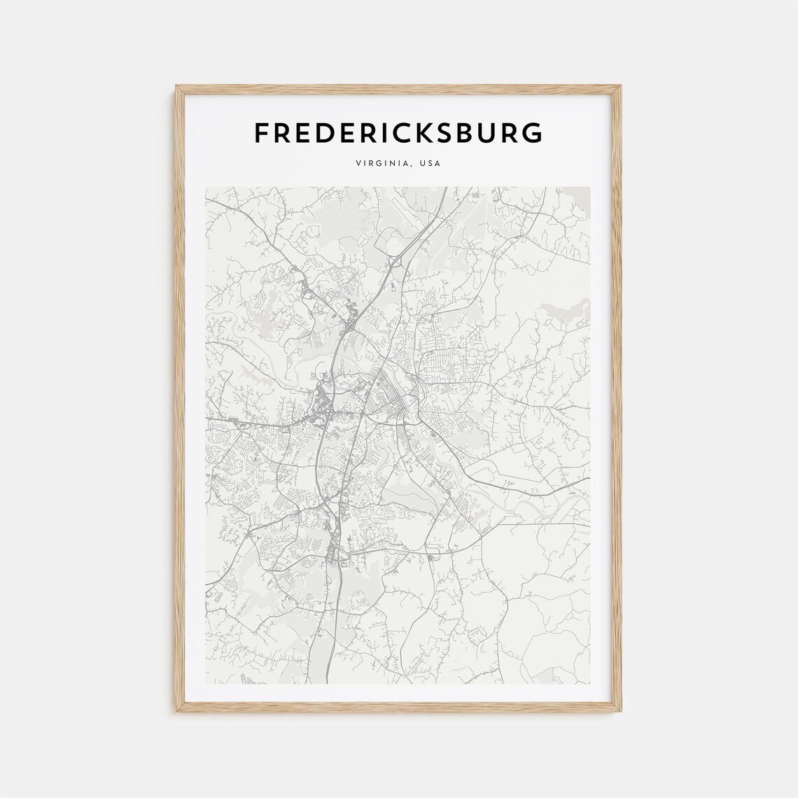 Fredericksburg Virginia USA Minimalist Beige City Map Poster
