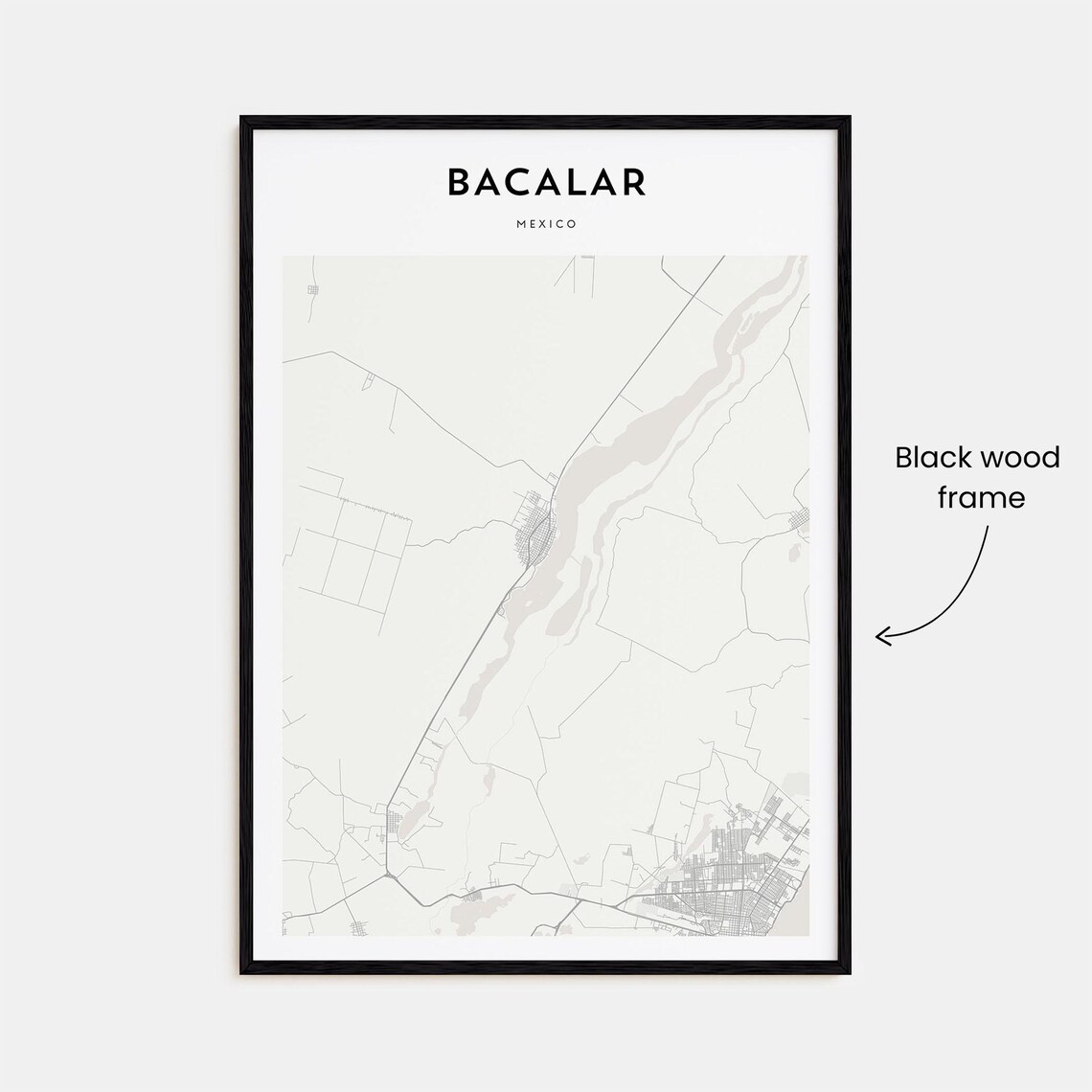 Bacalar Mexico Lagoon Of Seven Colors Minimalist Map Travel Poster - Image 3